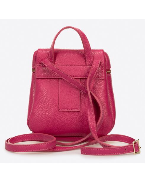 Fuchsiafarbener Lederrucksack - 17x8x17 cm