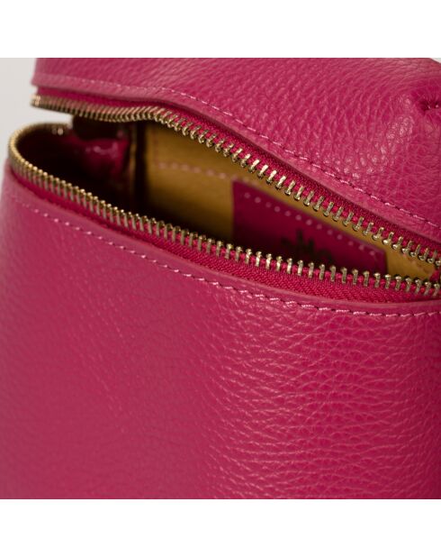 Fuchsiafarbener Lederrucksack - 17x8x17 cm
