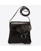 Sac bandoulière en Cuir  noir - 21x 4x 22 cm