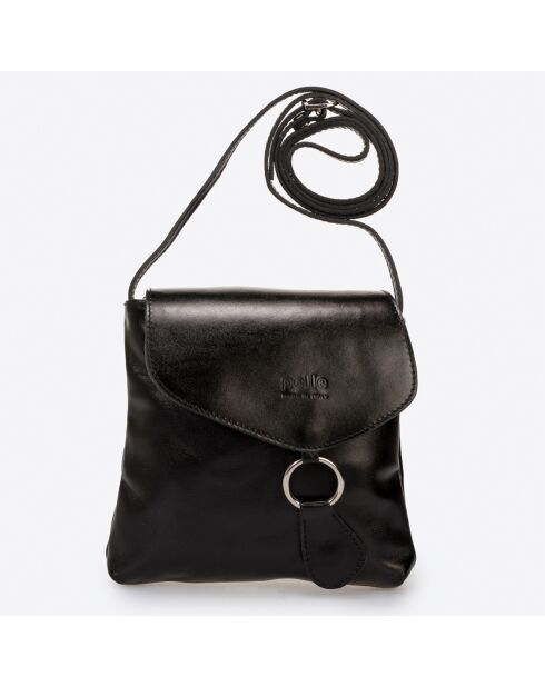 Sac bandoulière en Cuir  noir - 21x 4x 22 cm
