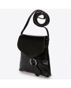 Sac bandoulière en Cuir  noir - 21x 4x 22 cm