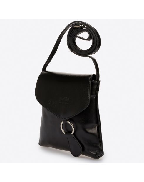 Sac bandoulière en Cuir  noir - 21x 4x 22 cm