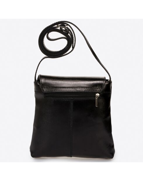 Sac bandoulière en Cuir  noir - 21x 4x 22 cm