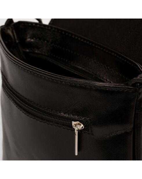 Sac bandoulière en Cuir  noir - 21x 4x 22 cm