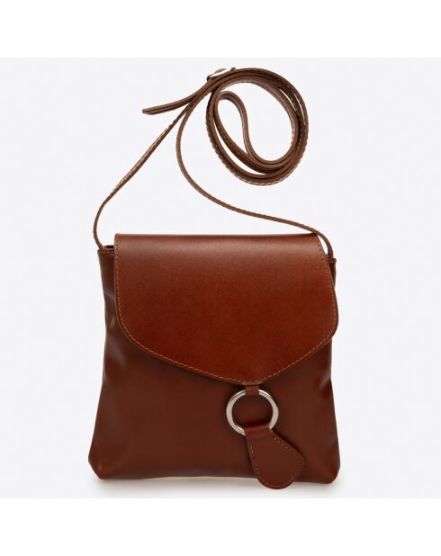 Sac bandoulière en Cuir  marron - 21x 4x 22 cm