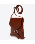 Sac bandoulière en Cuir  marron - 21x 4x 22 cm