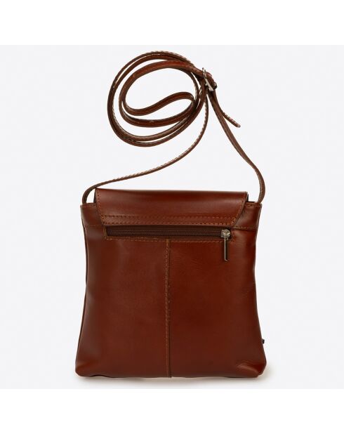 Sac bandoulière en Cuir  marron - 21x 4x 22 cm