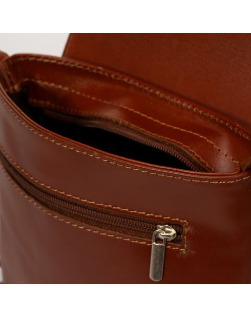 Sac bandoulière en Cuir  marron - 21x 4x 22 cm