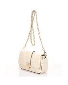 Sac bandoulière en Cuir  beige - 25x8x16 cm