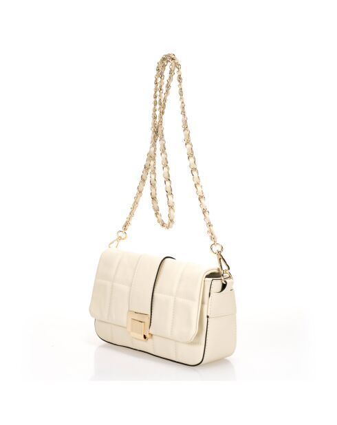 Sac bandoulière en Cuir  beige - 25x8x16 cm