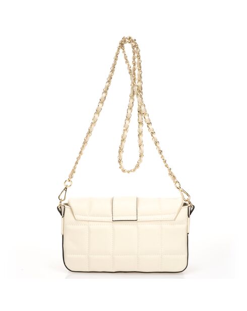 Sac bandoulière en Cuir  beige - 25x8x16 cm