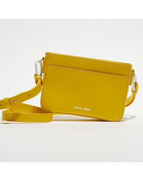 Sac bandoulière en cuir Belly jaune - 25x5x4 cm