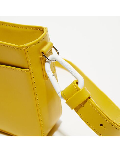 Sac bandoulière en cuir Belly jaune - 25x5x4 cm