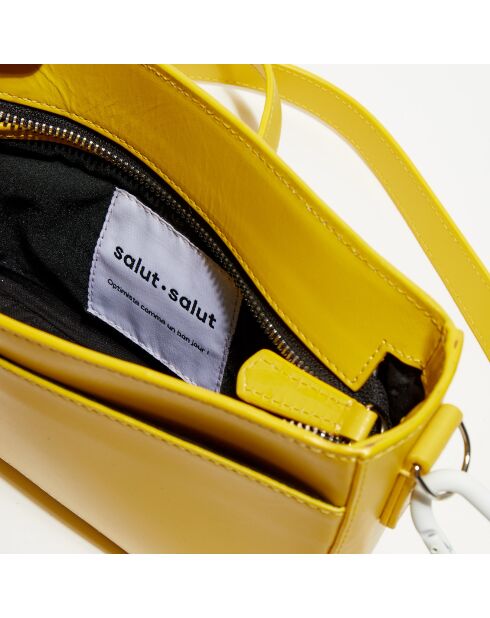 Sac bandoulière en cuir Belly jaune - 25x5x4 cm