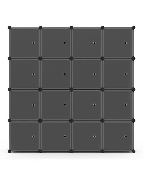 Armoire de rangement multifonction 16 cubes blanc/noir - 124x31x124 cm