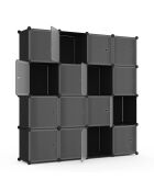 Armoire de rangement multifonction 16 cubes blanc/noir - 124x31x124 cm