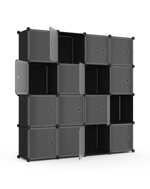 Armoire de rangement multifonction 16 cubes blanc/noir - 124x31x124 cm