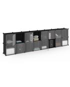 Armoire de rangement multifonction 16 cubes blanc/noir - 124x31x124 cm