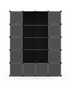Armoire de rangement multifonction 12 cubes blanc/noir - 143x36x178 cm