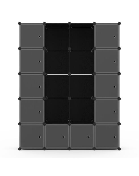 Armoire de rangement multifonction 12 cubes blanc/noir - 143x36x178 cm