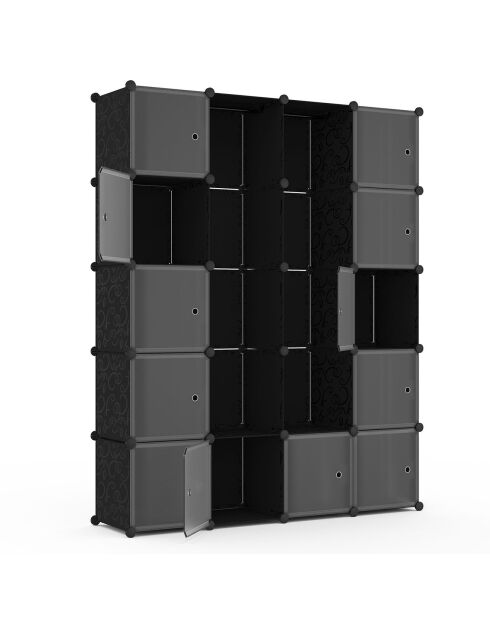 Armoire de rangement multifonction 12 cubes blanc/noir - 143x36x178 cm