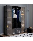 Armoire de rangement multifonction 12 cubes blanc/noir - 143x36x178 cm