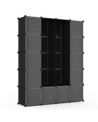Armoire de rangement multifonction 12 cubes blanc/noir - 143x36x178 cm