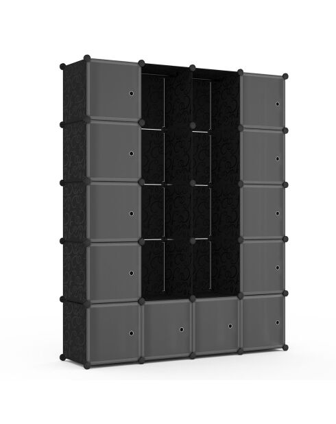 Armoire de rangement multifonction 12 cubes blanc/noir - 143x36x178 cm