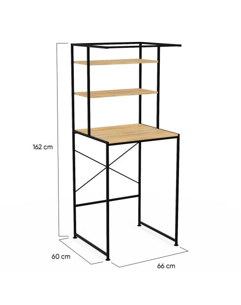 Meuble dessus machine à laver Memphis bois/noir - 66x60x162 cm