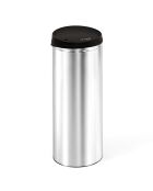 Poubelle automatique ronde 50L noir/métal - 31.5x81.5 cm