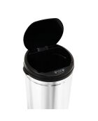 Poubelle automatique ronde 50L noir/métal - 31.5x81.5 cm
