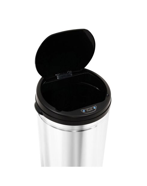 Poubelle automatique ronde 50L noir/métal - 31.5x81.5 cm