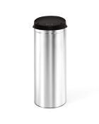 Poubelle automatique ronde 50L noir/métal - 31.5x81.5 cm