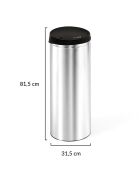 Poubelle automatique ronde 50L noir/métal - 31.5x81.5 cm