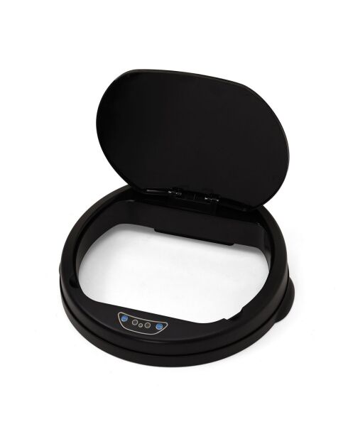 Poubelle automatique ronde 50L noir/métal - 31.5x81.5 cm