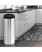 Poubelle automatique ronde 50L noir/métal - 31.5x81.5 cm