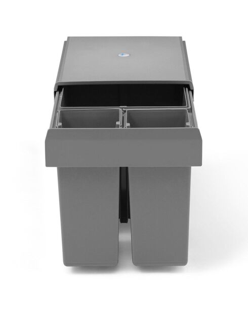 Poubelle tiroir 3 compartiments spéciale tri 31L grise - 34x48x35 cm