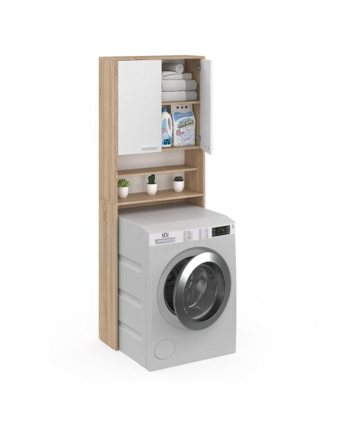 Mueble para lavadora Will de madera y blanco, 65 x 24 x 180 cm