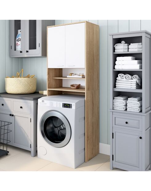 Mueble para lavadora Will de madera y blanco, 65 x 24 x 180 cm