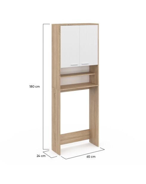 Mueble para lavadora Will de madera y blanco, 65 x 24 x 180 cm