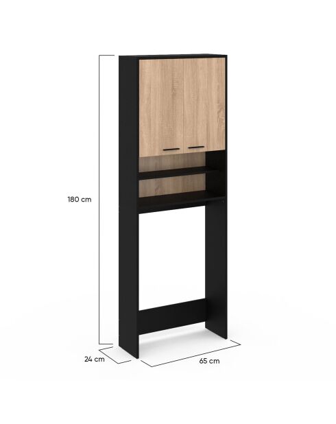 Waschmaschinenaufsatz aus Holz/Schwarz, 65 x 24 x 180 cm