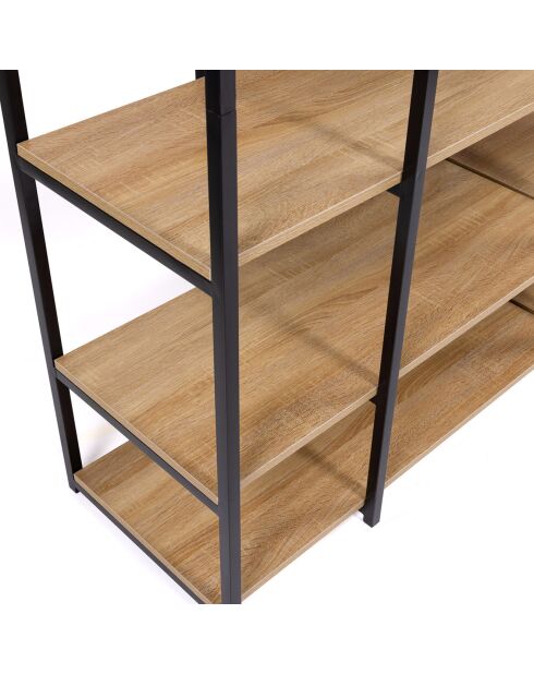 Vestidor Memphis con armario y cajones dobles madera/negro - 80x40x167 cm