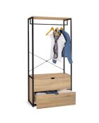 Dressing Memphis avec penderie et double tiroirs bois/noir - 80x40x167 cm