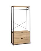 Dressing Memphis avec penderie et double tiroirs bois/noir - 80x40x167 cm