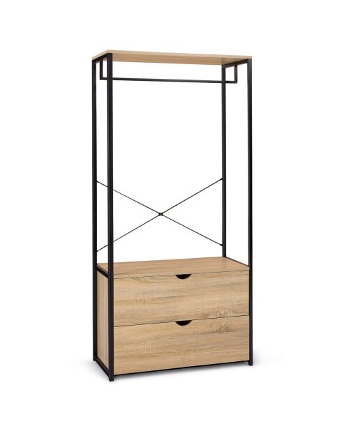 Vestidor Memphis con armario y cajones dobles madera/negro - 80x40x167 cm