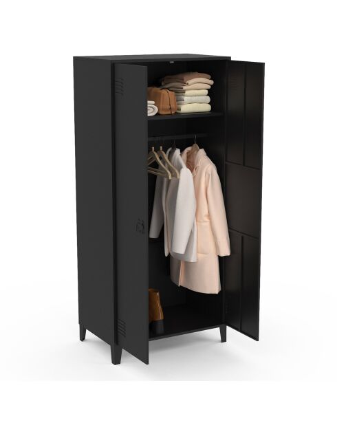 Armoire vestiaire 2 portes Storen en métal noir - 76x48x170 cm