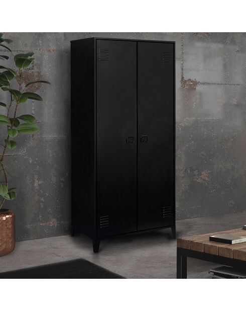 Armoire vestiaire 2 portes Storen en métal noir - 76x48x170 cm