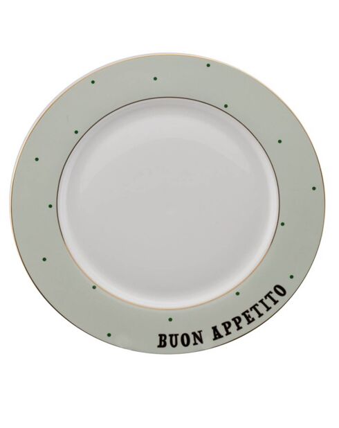 Coffret 4 assiettes plates en Porcelaine Slogan multicolore - D.26.5 cm
