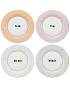 Coffret 4 assiettes plates en Porcelaine Slogan multicolore -  D.20 cm