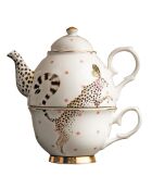 Tetera solitaria de porcelana White Animal Magic Cheetah, 360 ml
